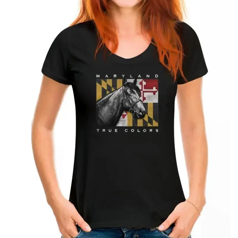 Футболка KJKJ Horse Thoroughbred с флагом MD мужская одежда Мэриленда True Colors футболки