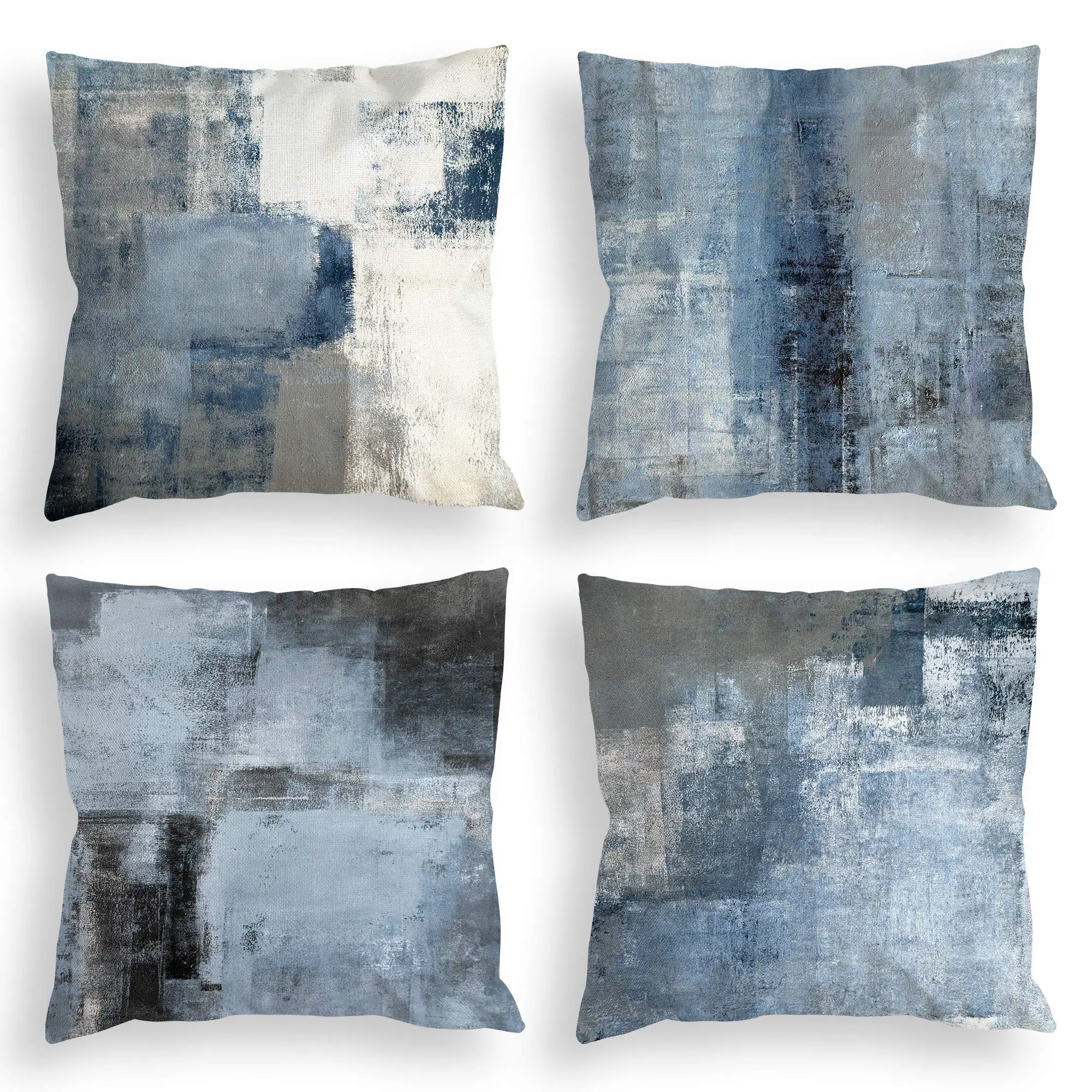 

Blue, gray and white three-color linen pillowcase sofa cushion cover home decoration can be customized for you 40x40 50x50