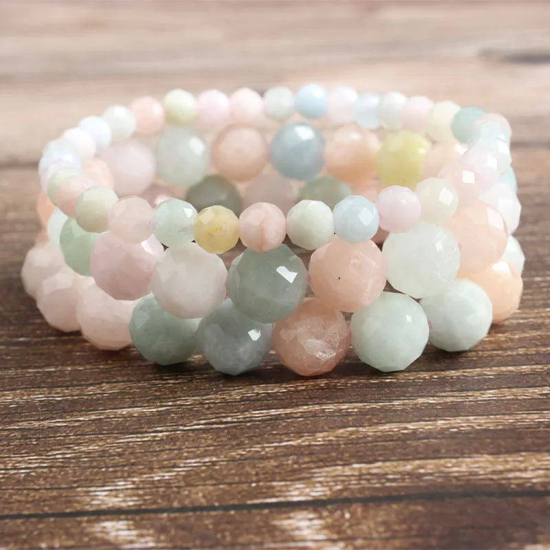 

Natural Morganite Bracelet for Woman Sugar Color Stone Bracelet for Yoga Casual Sport Trend Hand String for Kids Gift