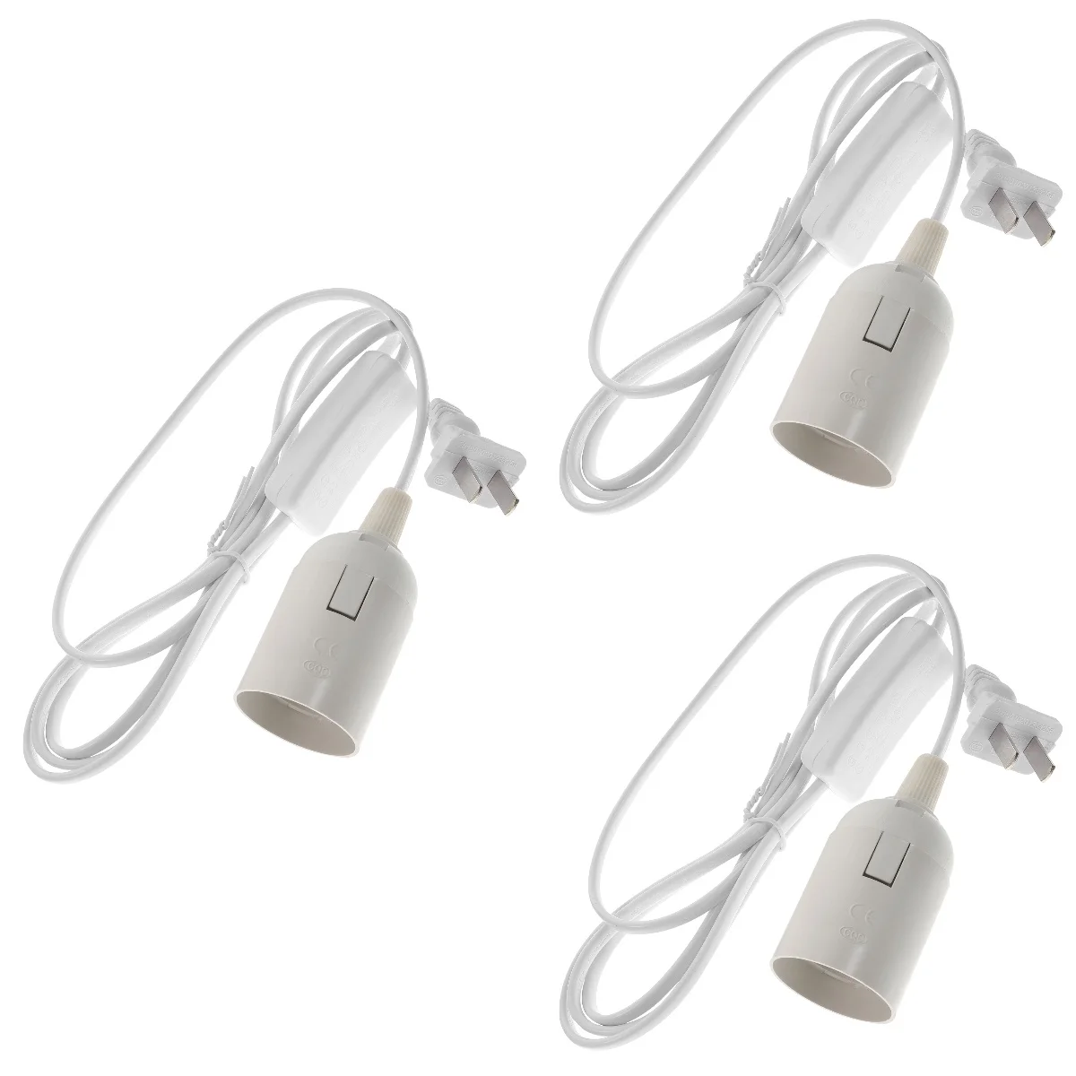 

3 Count Hanging Lamp Holder Wire Light Socket Cord Pendant Lights Plug Chandelier Power Pvc Fitting