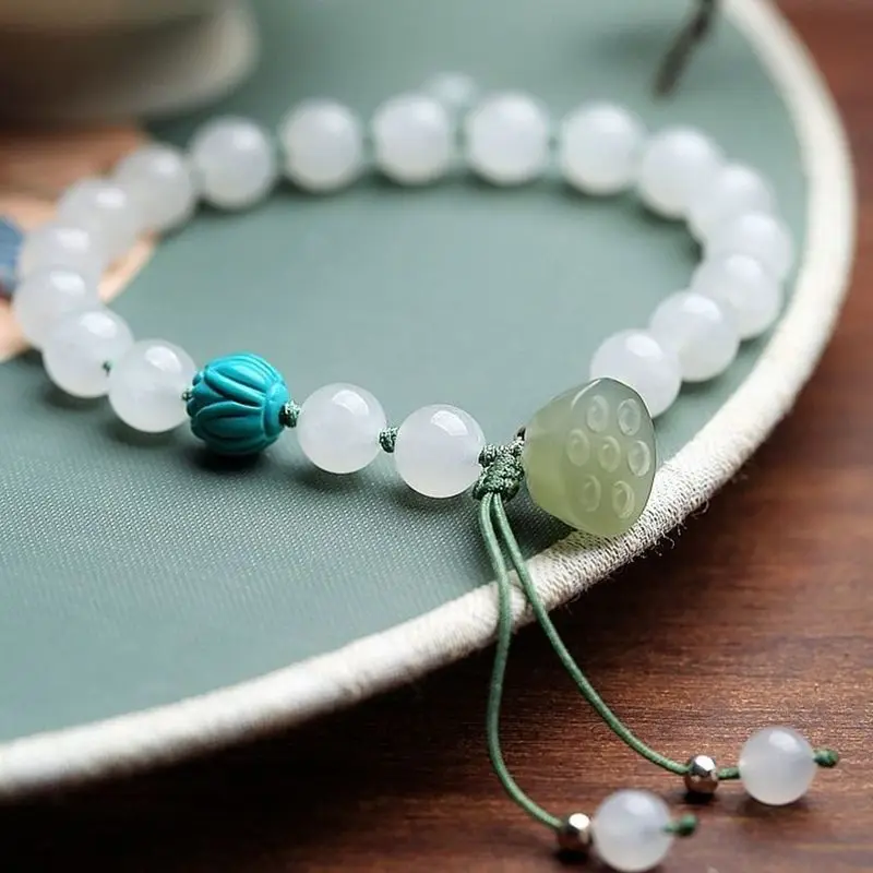 

Natural Hetian Jade Bracelet for Women Girls Fine Jewelry Christmas Gift