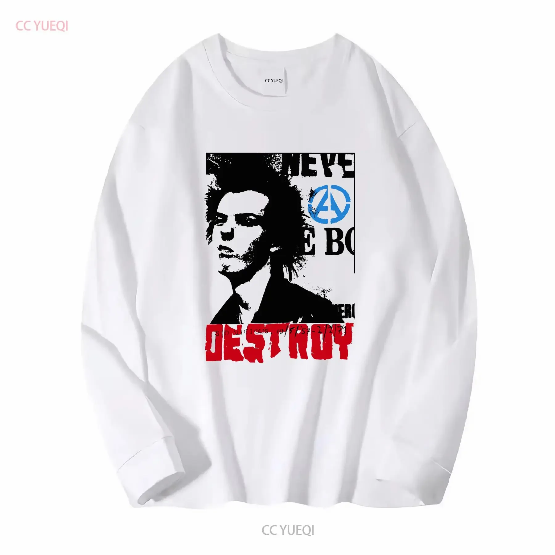 Фото Мужская панк-футболка SID DESTROY SEDITIONARIES 1977 VICIOUS ROCKER LONDON S-5XL с длинными или короткими рукавами, винтажная, стильная, с эффектом потертости. №2