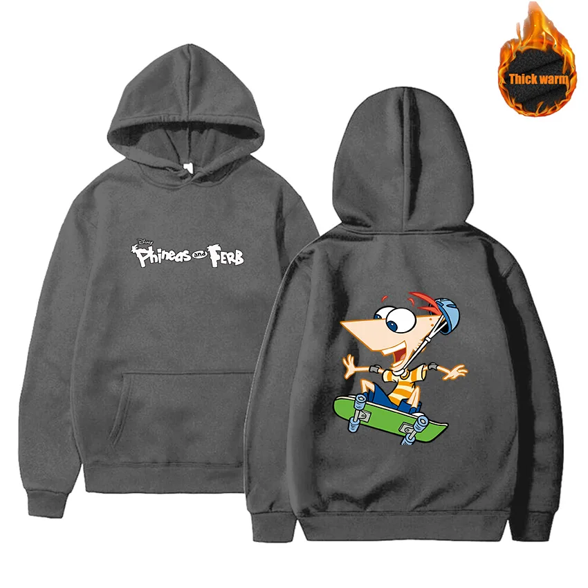Женские и мужские повседневные Пуловеры Disney Phineas Ferb толстовки осенне-зимний
