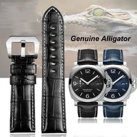 high end watch accessories watchband crocodile leather watch strap 22mm 24mm black brown blue man watch band for panerai 111 441