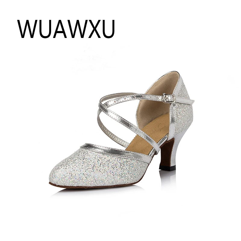 NATASHA Modern Women's Latin Dance Shoes Silver Dance Shoes 