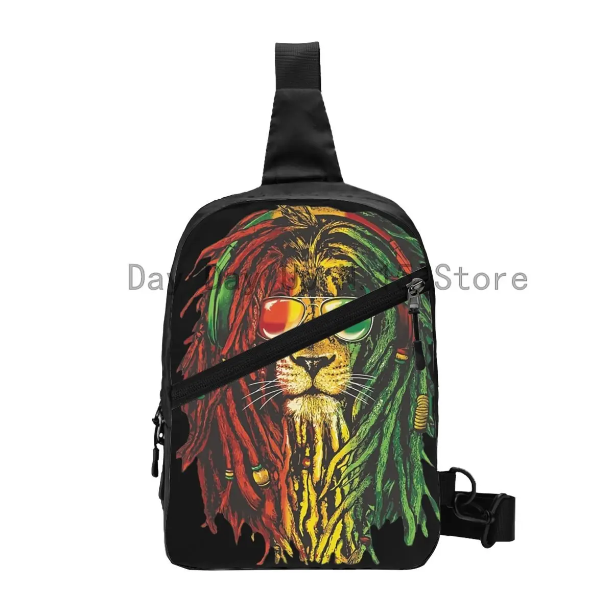 

Custom Rasta Lion Of Judah Jamaica Sling Bags Fashion Reggae Rastafari Rasta Shoulder Crossbody Chest Backpack Traveling Daypack