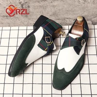 yrzl leather shoes men 2022 new fashion buckle shoes high quality elegant party casual office men dress shoes plus size 14