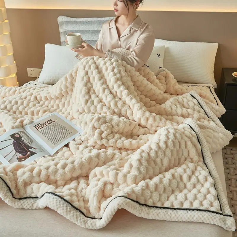 Мягкое пушистое одеяло из овечьей шерсти толстое антистатическое коралловое