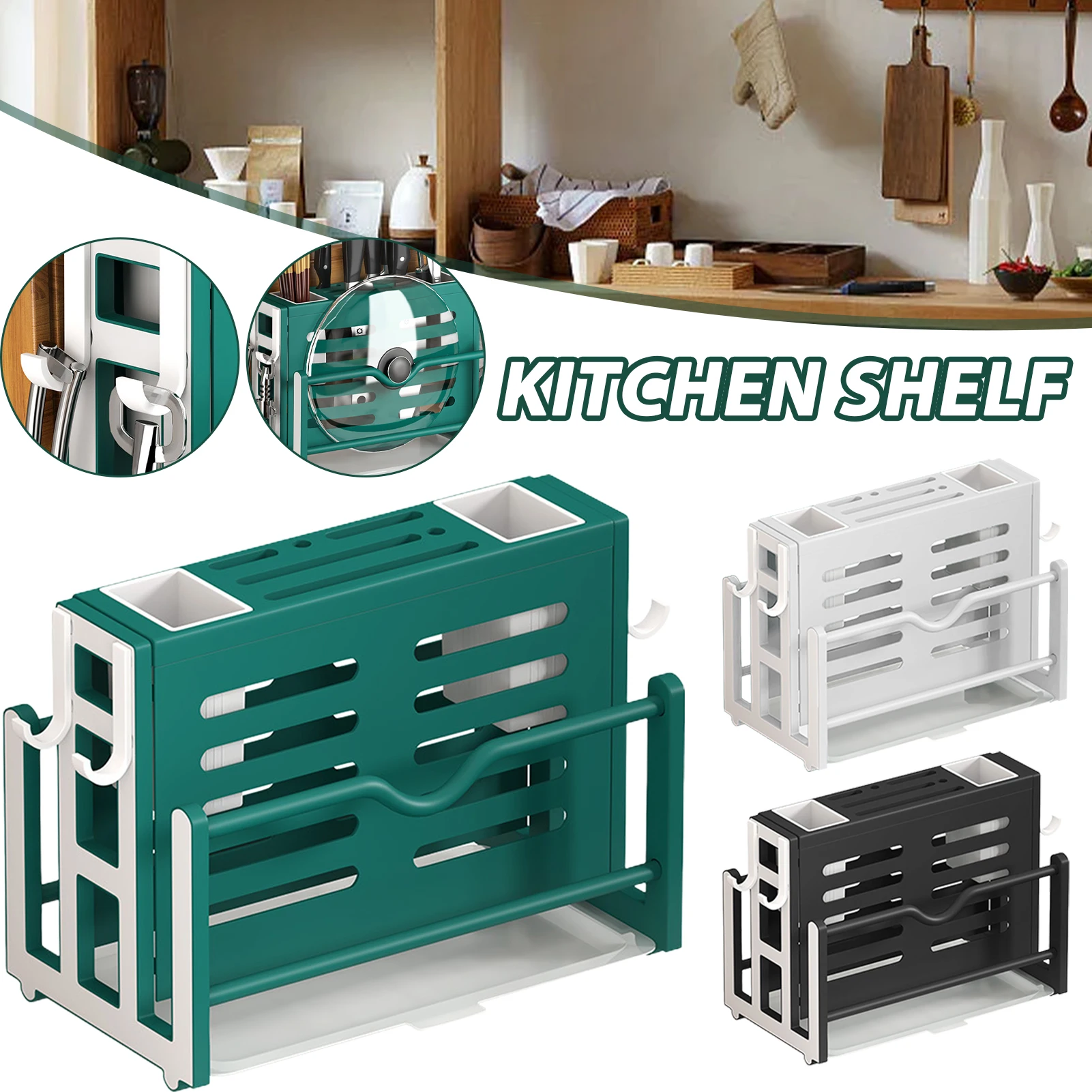 

Kitchen Storage Rack Chopstick/Cutter/Cutting Board Drain Dry Rack Pot Lid Holder Multifunctional