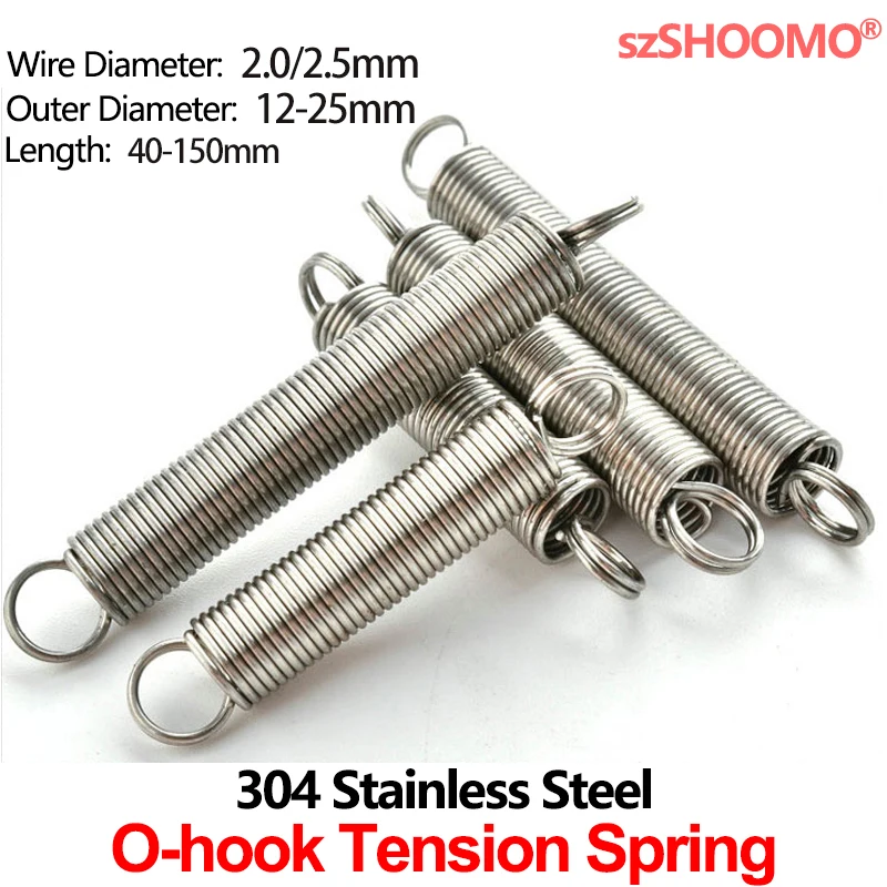 

304 Stainless Steel Pullback Tension Cylindroid Helical Coil Small Mini Extension Spring WD 2.0mm 2.5mm