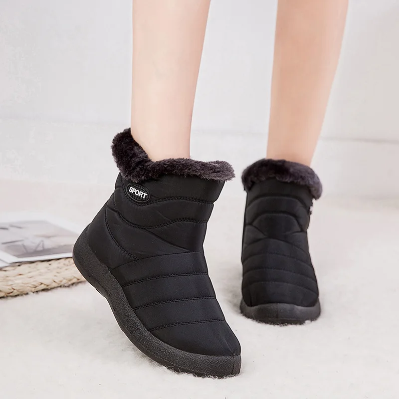 

Plush Casual Shoes for Women Winter Warm Plus Size Waterproof Wedges Snow Boots Platform Ankle Boots Women Side Zipper Booties