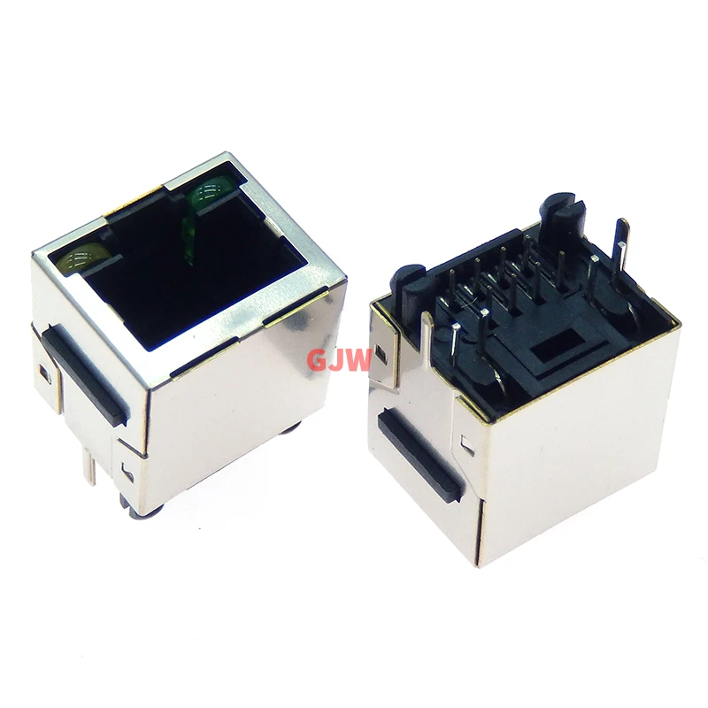 Купи 2PCS All copper RJ45 Vertical 180 degree Network Socket With Shield and Lamp Network Cable Interface 5224-8p8c in-line Connector за 53 рублей в магазине AliExpress