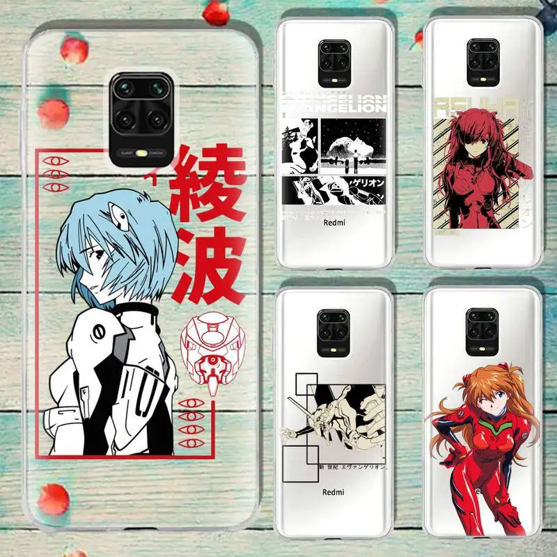 neon genesis evangelion anime phone case for xiaomi redmi poco x3 f3 m3 m4 x4 note 8 9 10 11t 11 pro transparent coque cover free global shipping