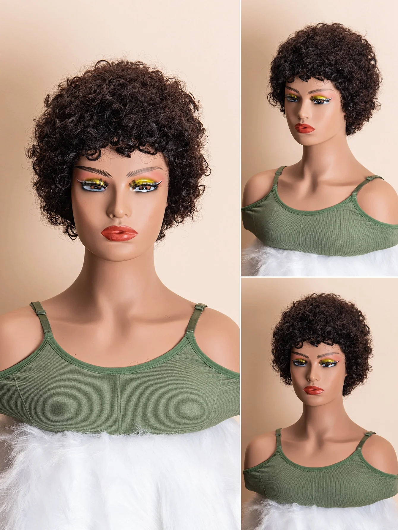 TNICE Афро-кудрявые короткие парики из натуральных волос Remy Grade Бразильские волосы