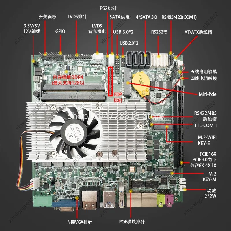 Фото Промышленная материнская плата Mini ITX для процессоров Intel Core 11-го поколения (опционально i7/i9), защищенная портативная материнская плата для ноутбуков и промышленных ПК, DDR4 SO-DIMM №4