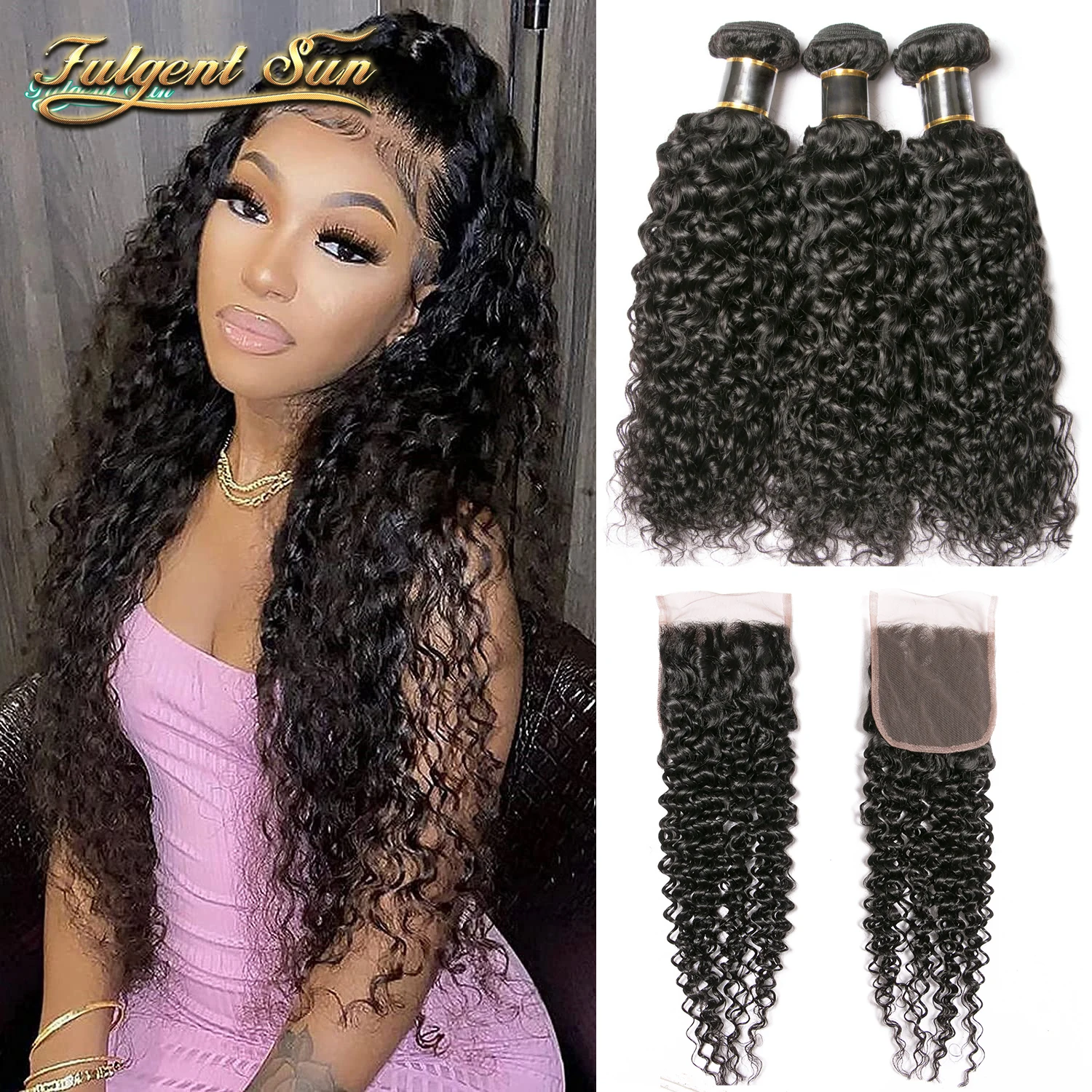 Kinky Curly Bundles With Closure 4x4 Hd Lace Closure Real Human Hair Bundles With Closure Curly Brazilian Weave For Women
