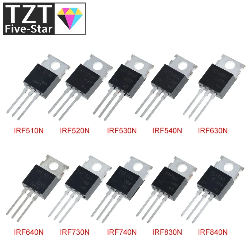 Фото 10 шт. IRF510 IRF520 IRF530 IRF540 IRF630 IRF640 IRF730 IRF740 IRF830 IRF840 №1