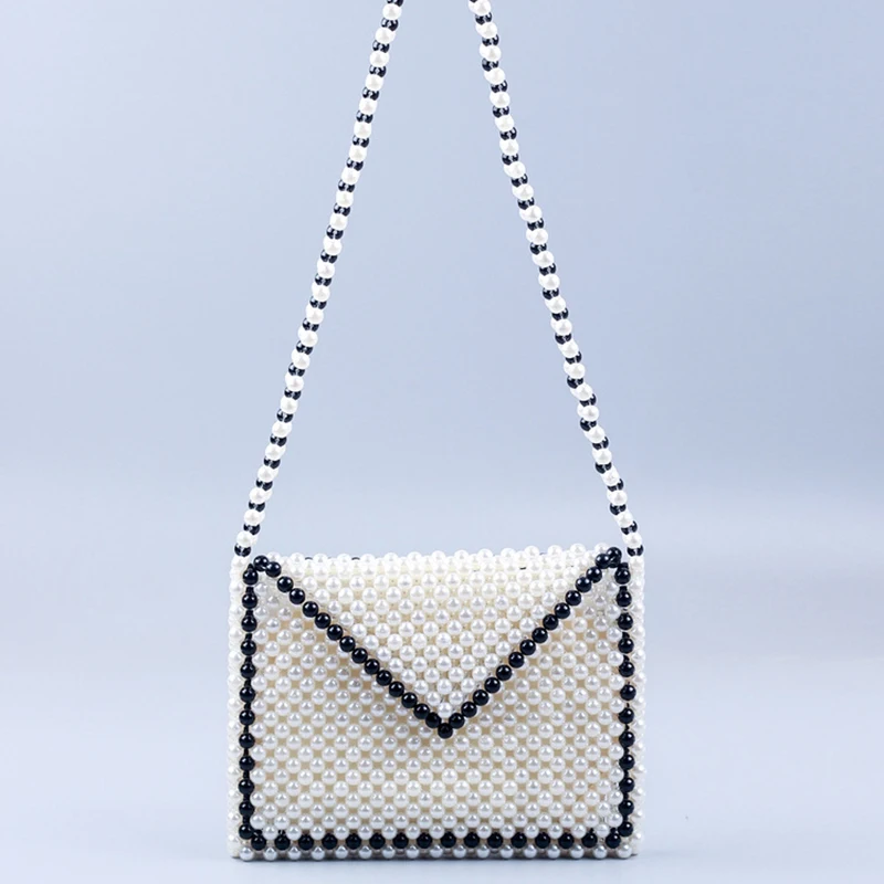 

Сумка-мессенджер женская с жемчугом, дизайнерский саквояж на плечо ручной работы с бусинами, прозрачная сумочка кросс-боди под заказ, подар...