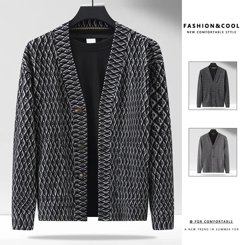 Новое поступление большой осенний мужской кардиган модный повседневный вязаный