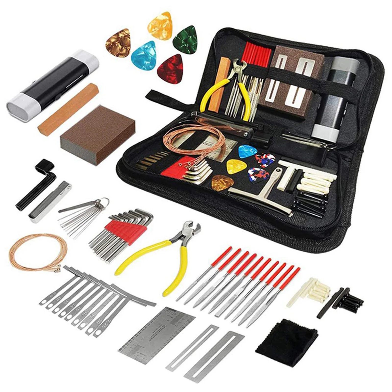 

72pcs Guitar Tool Guitar Repair Tool Kit Magic Sound Guitar Maintenance Repair Tool Kit Tools String Hex Wrench Set Files Fin