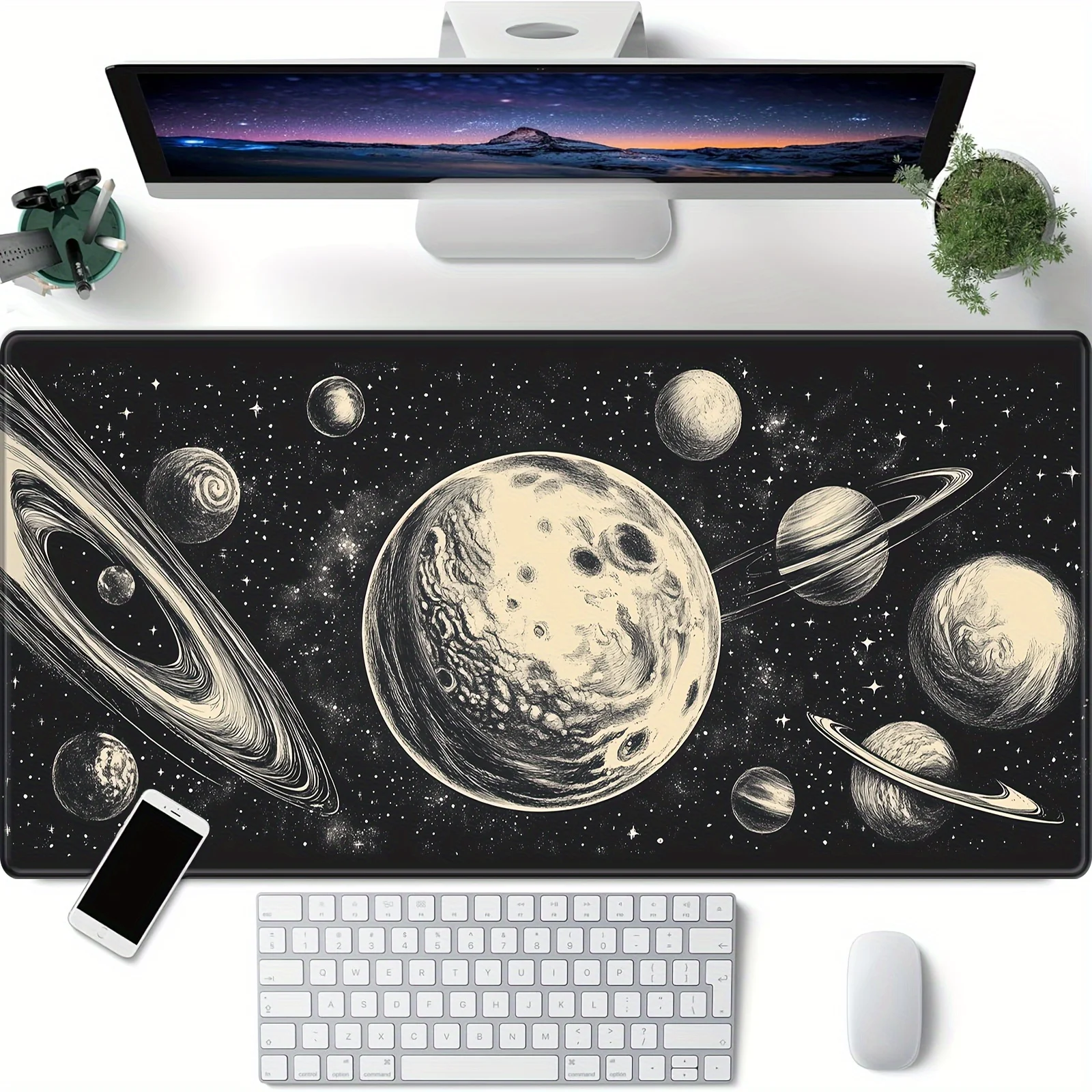Большой коврик для мыши Star Moonlight 900x400x3 мм настольный Молочный путь с кромкой офиса