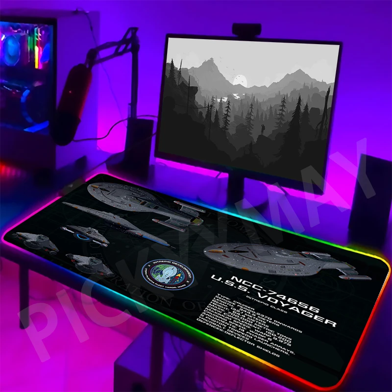 

Spacecraft Large RGB Mouse Pad Gaming Mousepad LED Mouse Mat Gamer Mousepads PC Desk Pads RGB Keyboard Mats XXL 35.4x15.7in