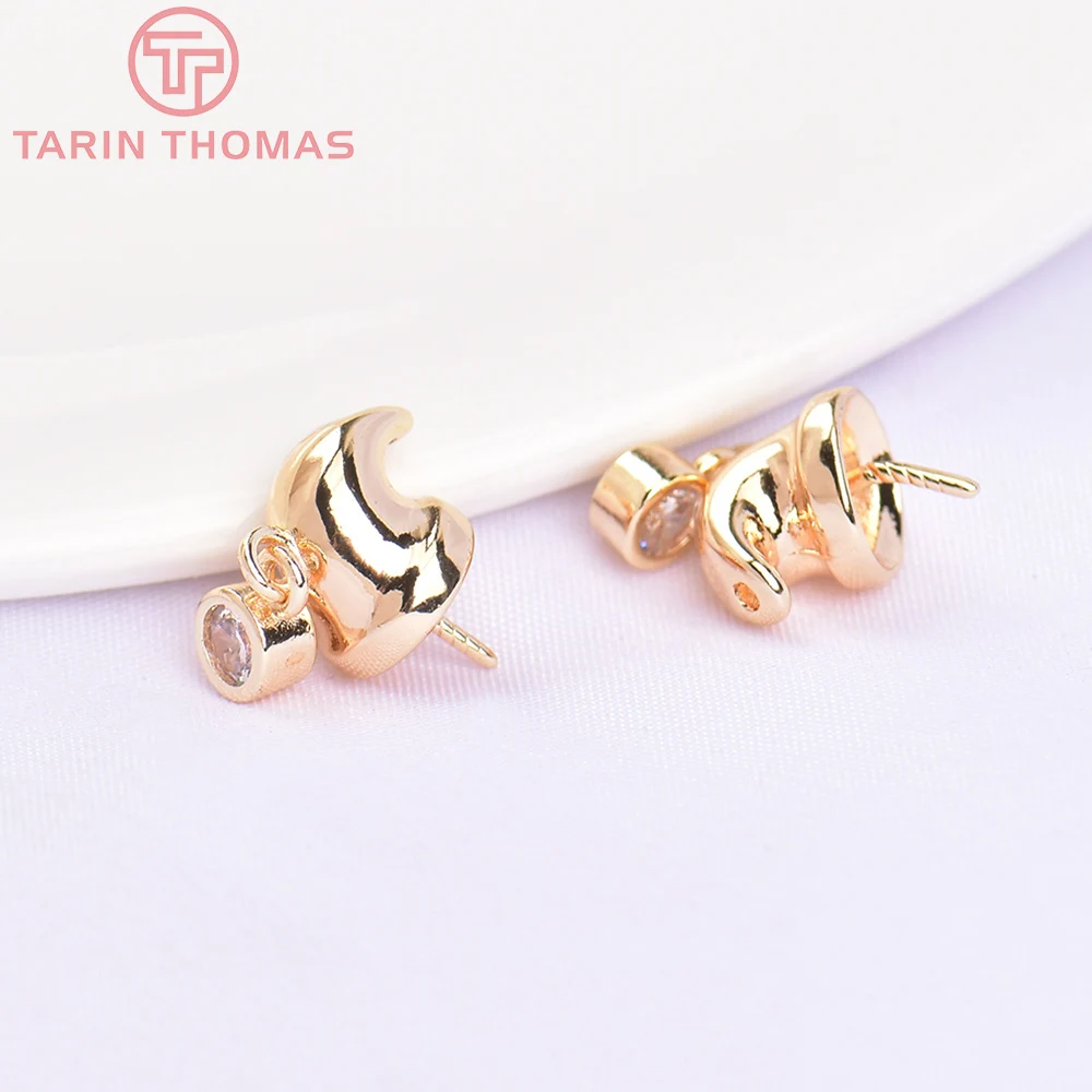 

(5678) 4PCS 7x6MM 24K Gold Color Brass with Zircon Hat Shape Bead Caps High Quality DIY Jewelry Making Findings Wholesale