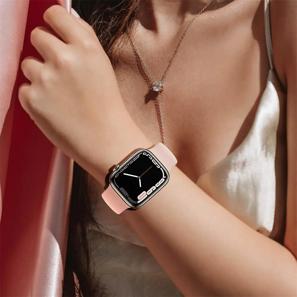 Ремешок силиконовый для Apple Watch Band 44 мм 40 45 41 42 38 браслет с двойной пряжкой IWatch Series 6