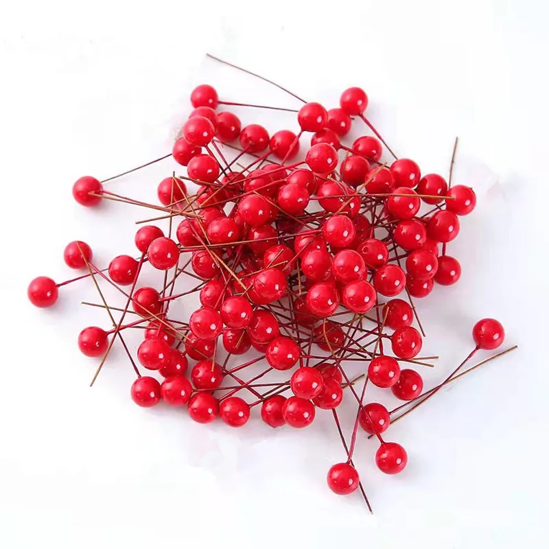 

100 шт. Искусственные цветы с жемчужинами, маленькие ягоды, вишня для детской рождественской венок «сделай сам», домашние украшения