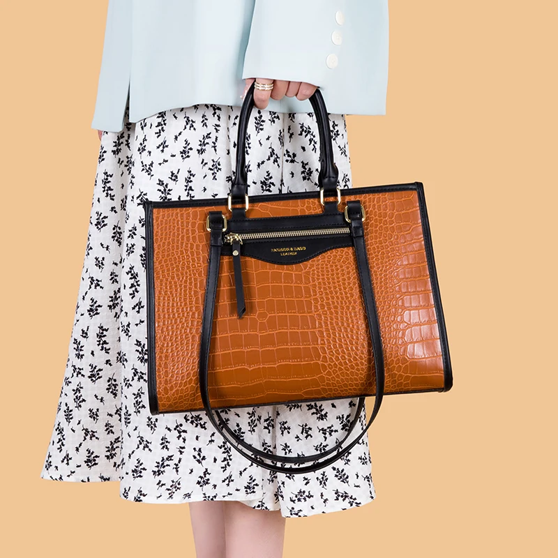 

YILIAN Luxury designer Crocodile print fashion leather handbag Women's trend 2022 Shoulder bag Popular solid color tote bag