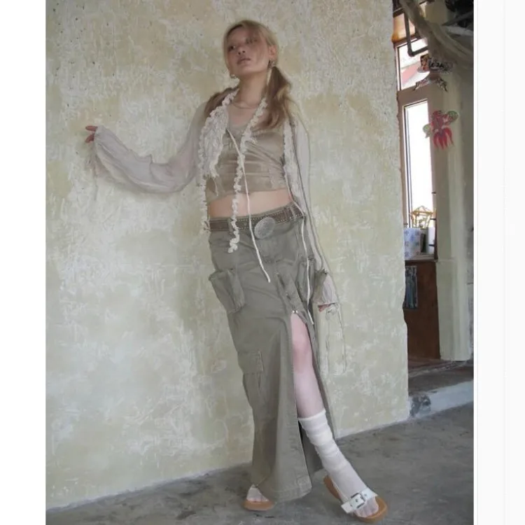 Женский тонкий кардиган с V-образным вырезом длинным рукавом и рюшами