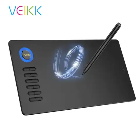 VEIKK A15 10 x 6 Inch Graphics Drawing Tablet with 12 Shortcut keys 8192 levels 60 Degrees Tilt for Windows mac Android to Draw