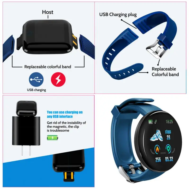 

Fashion Sport Watch Blood Pressure Heart Rate Monitor Fitness Tracker Smart Bracelet For Android Ios Electron Clock Smart Watch