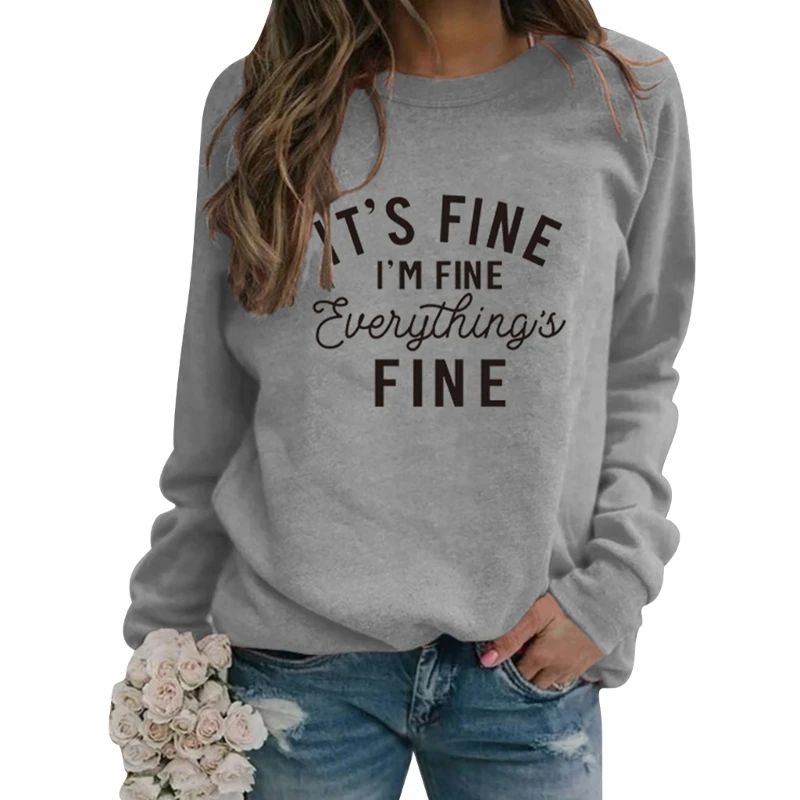 

40GC женский однотонный пуловер с круглым вырезом, топ с надписью