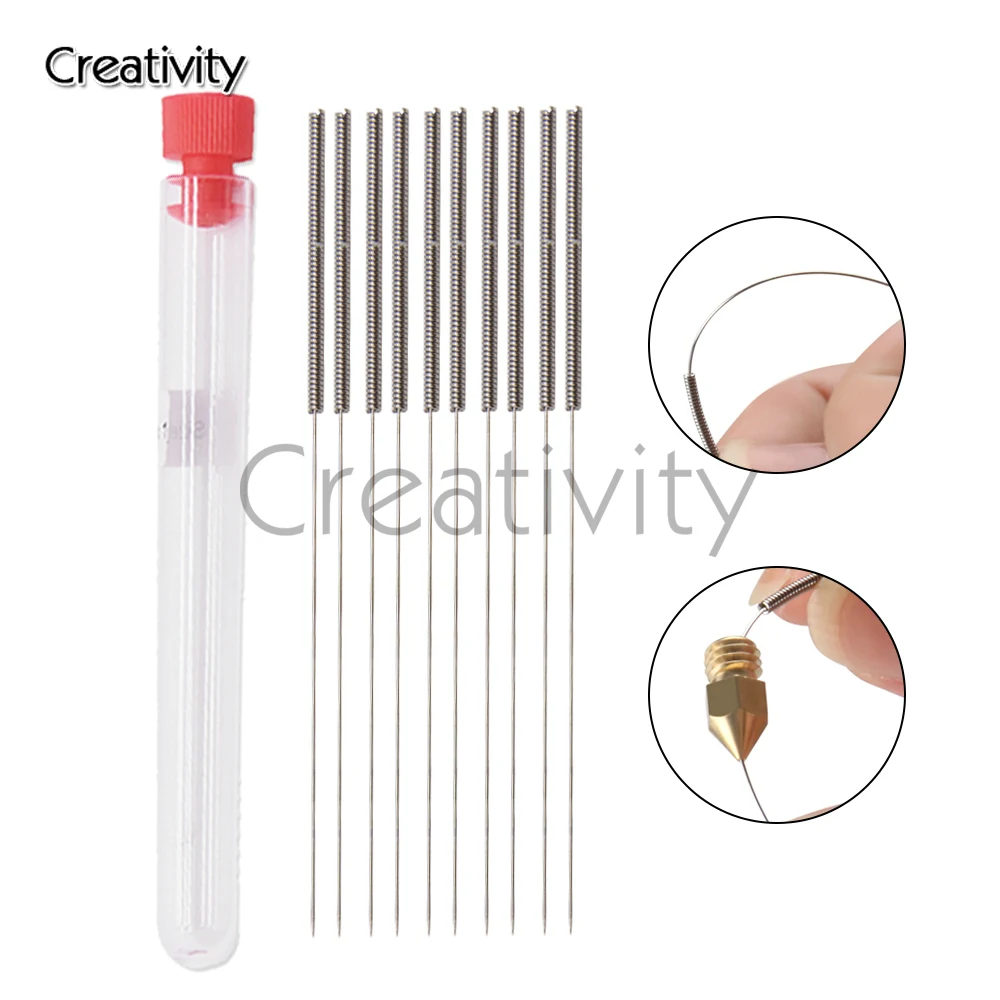 10 шт./лот Запчасти для 3D принтера игла из нержавеющей стали очистки сопла Hotend