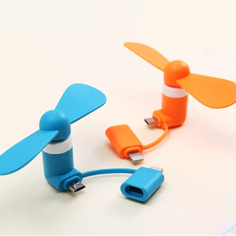 Мини-вентилятор 2 в 1 адаптер Micro USB Type IOS для смартфонов Iphone Android микро портативный