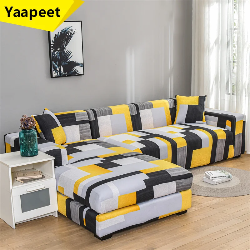 

Floral Pattern L Shaped Slipcovers Plaid Sofa Covers Four Season Spandex Sectional Corner Couch Cover Chaise Longue Sofa Cover