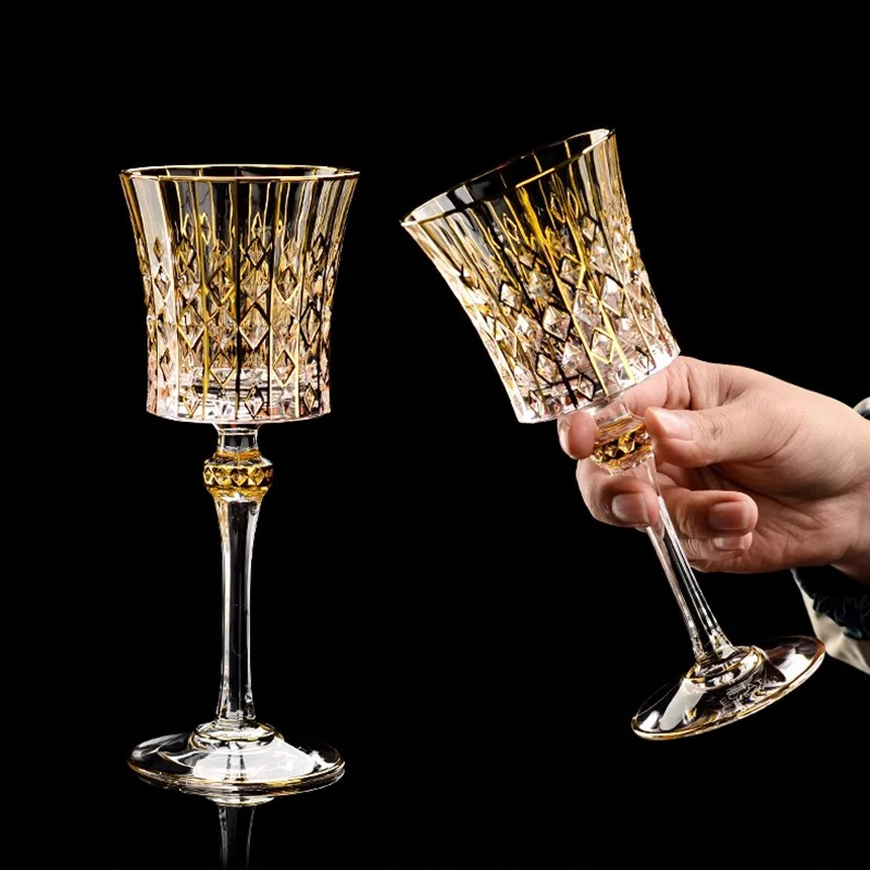 Роскошные Хрустальные стеклянные бокалы с золотистыми зеркальными линзами