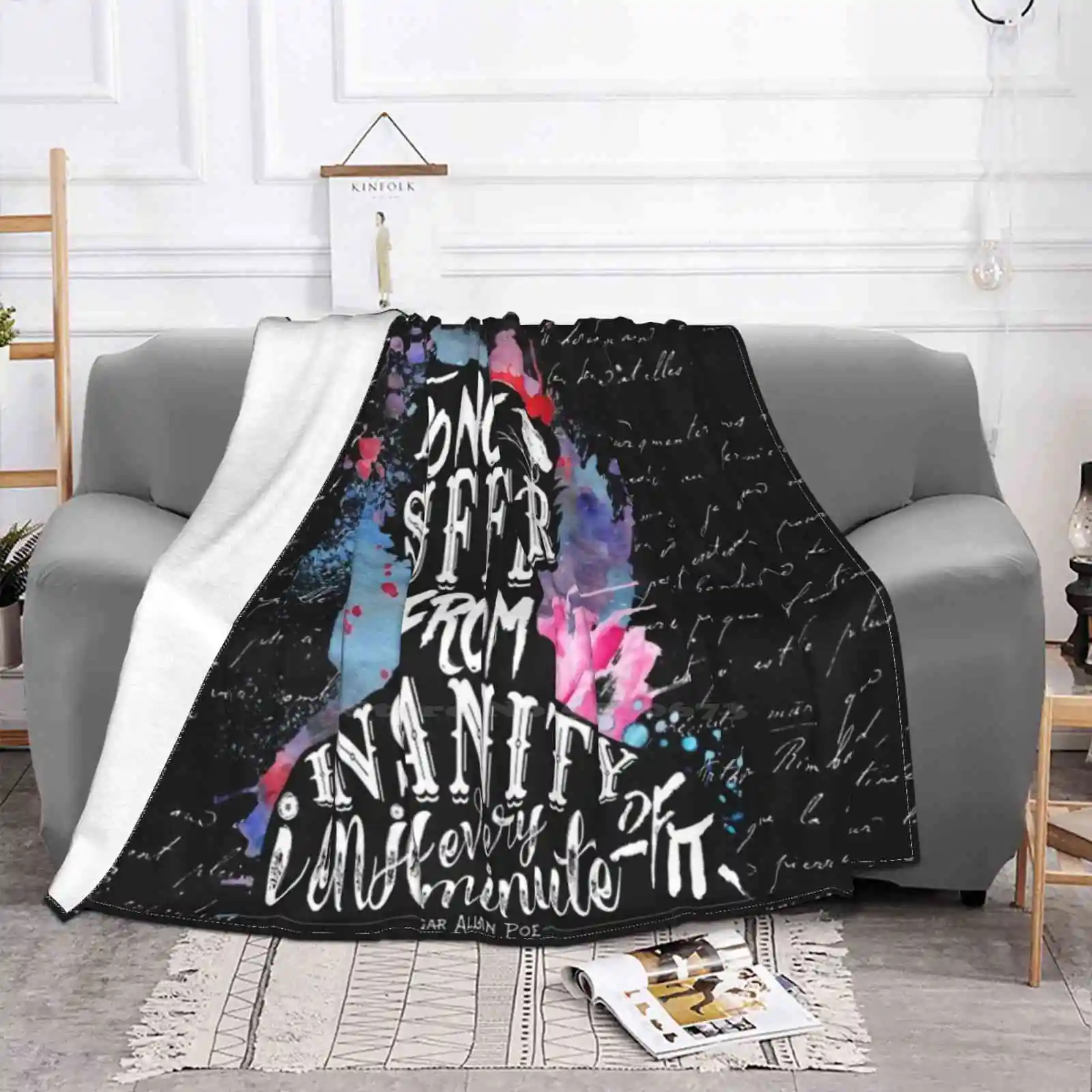 E.A.Poe - Soft Warm Throw Blanket Edgar Allan Poe Reading Book Quote Classics Reader Bookworm Booknerd