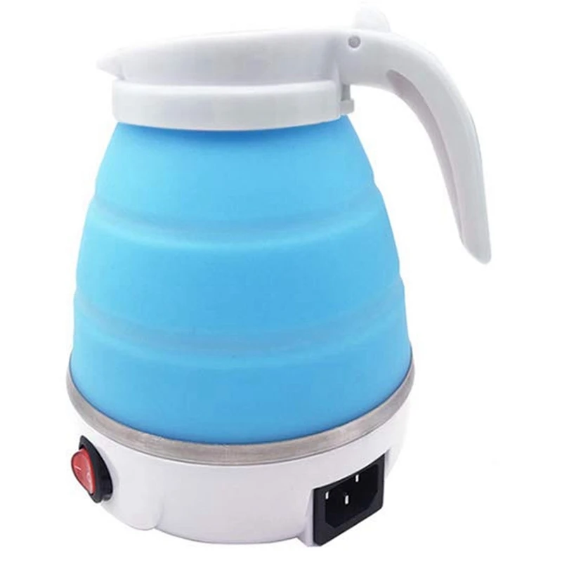 

Складной чайник, портативный складной электрический чайник для путешествий, пищевой силиконовый электрический водонагреватель, вилка ста...