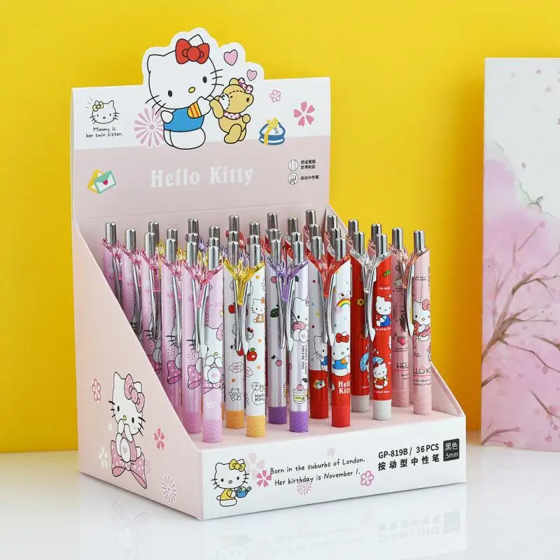 

Sanrioed серии Kawaii Hello Kittys My Melody Cinnamoroll Cute Kuromi мультфильм ограниченное гальваническое покрытие st0.5 мм Черная гелевая ручка
