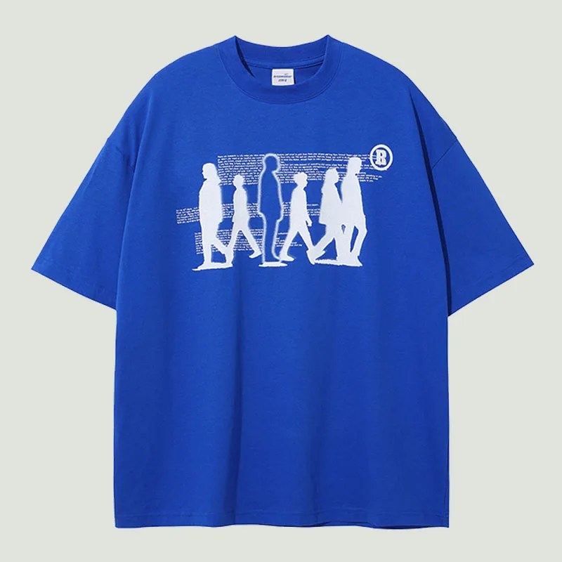 

Футболка мужская оверсайз с принтом, хлопковая тенниска с короткими рукавами, повседневная майка в стиле хип-хоп, с принтом теней, в стиле унисекс, лето