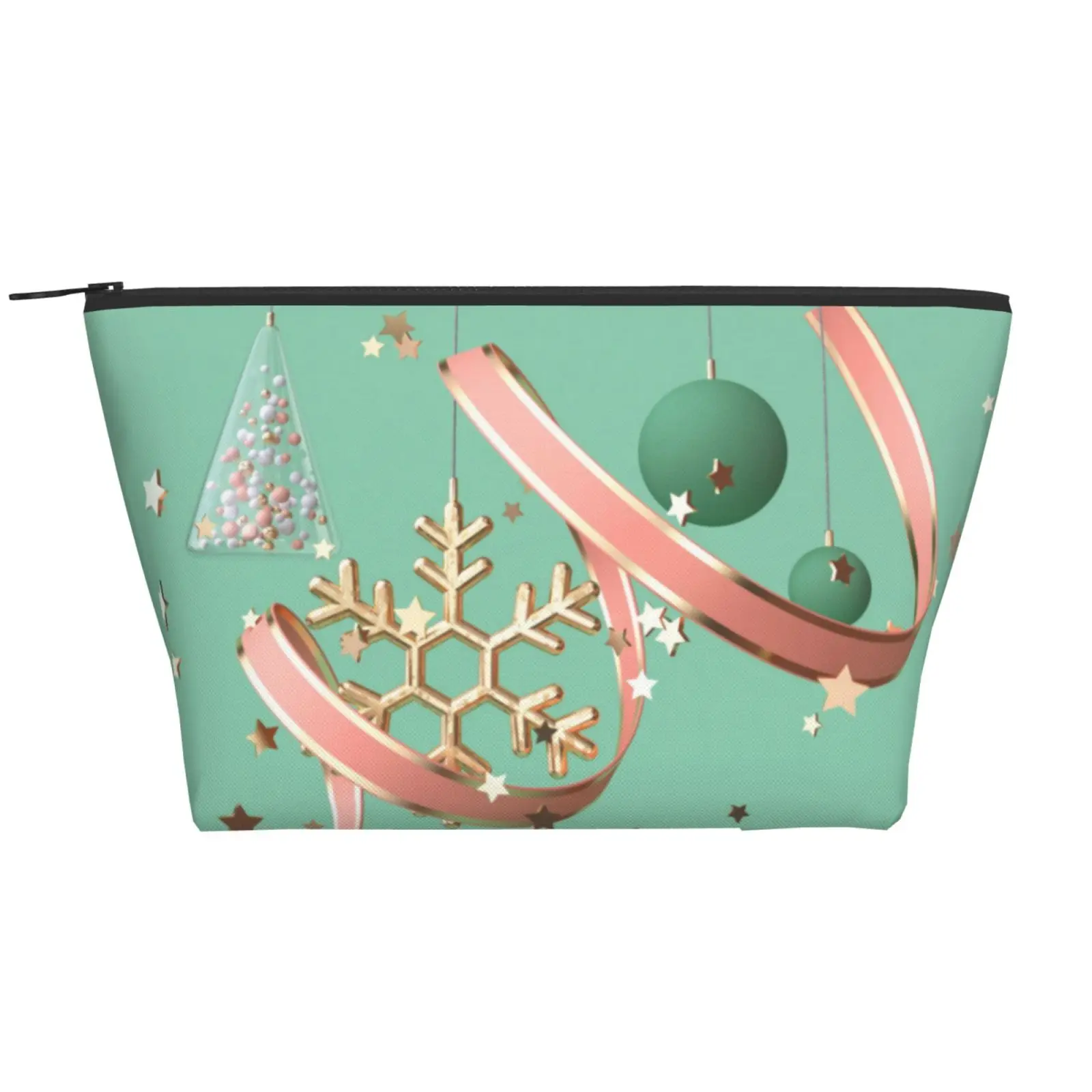 

Tiffany Blue Christmas Tree Ziplock Bag Makeup Organizer Trapezoid Daily Storage Bag Polyester Holiday Bag Organizer Stocked