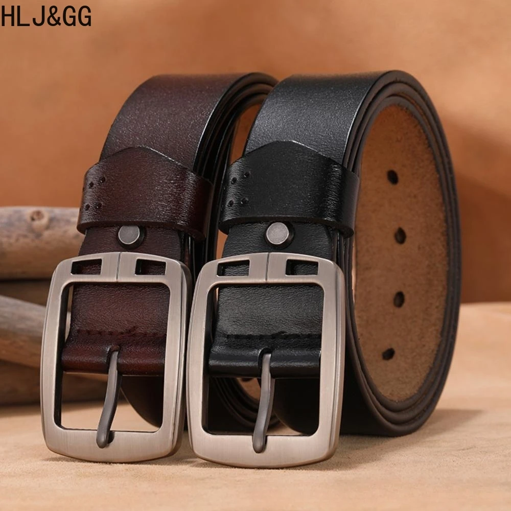 HLJ&GG Man's Belt Plus Size 130-170cm Fashion Split Leather Pin Buckle Leather Belt for Man High Quality Male Jeans Waistband