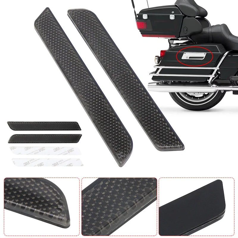 

Motorcycle 2pcs Saddlebag Latch Cover Reflector Stickers Safety Warning Guard For Harley Touring Road King FLT FLHT 1996-2013