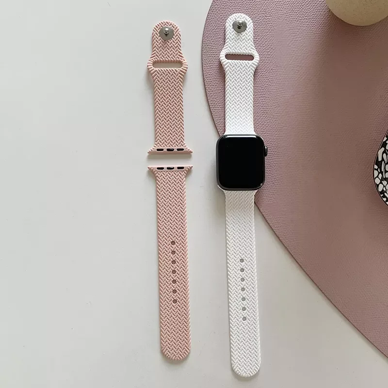 

Weave Soft Silicone Band For Apple Watch Series 7 6 5 4 3 2 SE Rubber Watchband Strap For iWatch 41MM 45MM 38MM 42MM 40MM 44MM