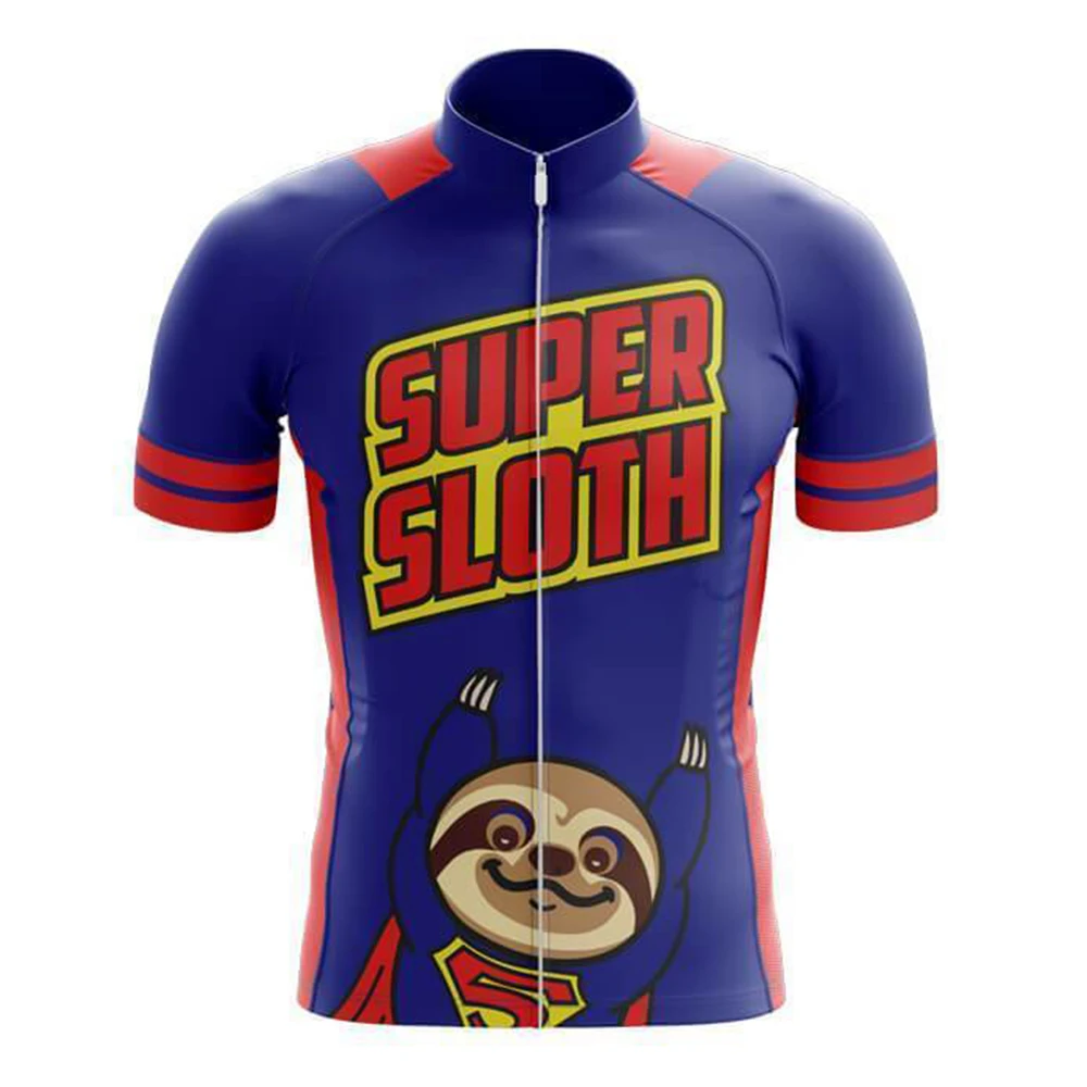

2023 Men Sloth Cycling Jersey Short Sleeve Tops Bicycle MTB Downhill Shirt Road Bike Team Summer Sports Clothing