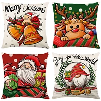 45 45 cm christmas pillow linen printing santa claus living room sofa home pillowcase bedroom cushionexcluding pillow core