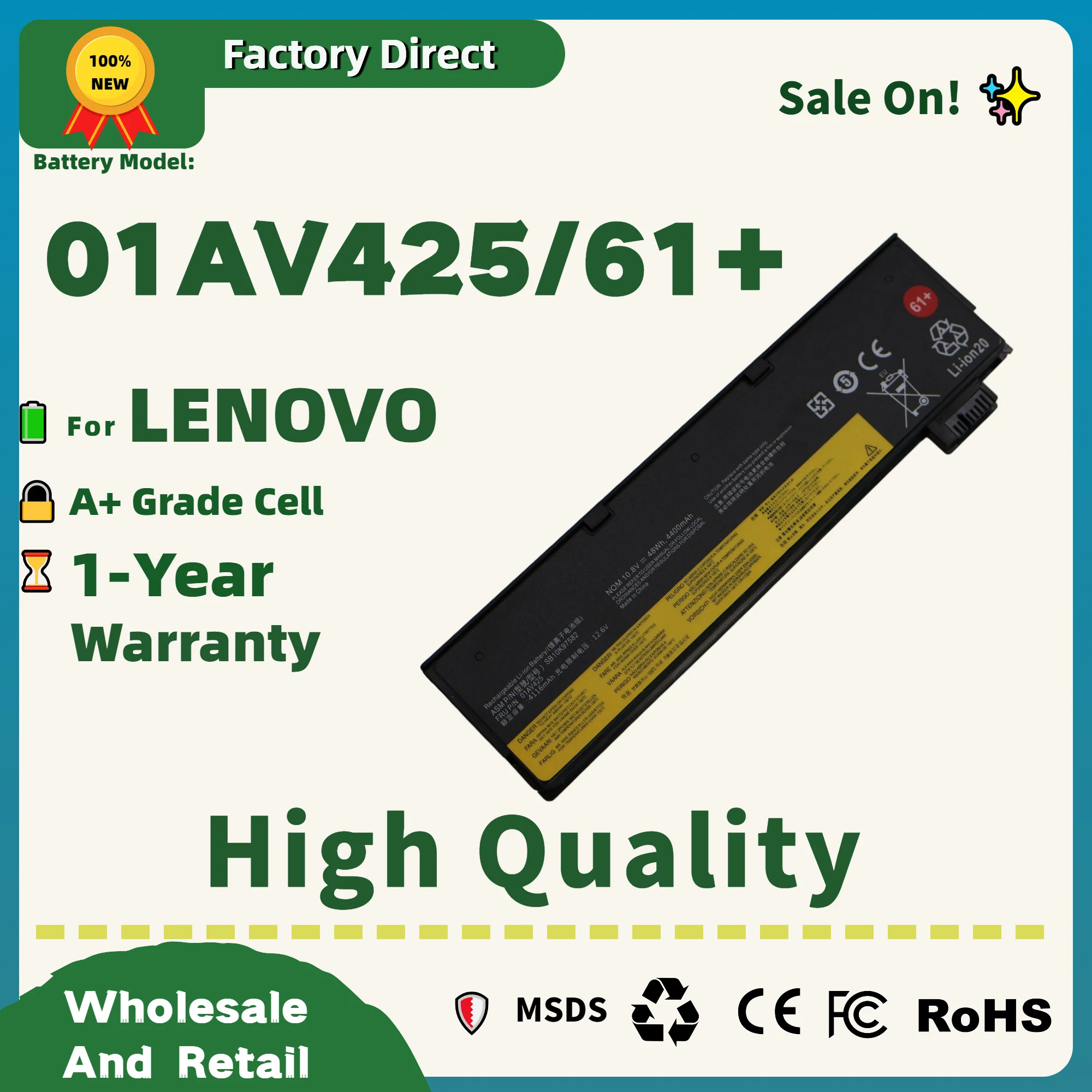 Фото Прямая продажа с фабрики! 61+ 01AV425 для Lenovo ThinkPad P51S 01AV490 T570 T580 A475 A485 TP25 4X50M08810 T470 T480 P52S аккумулятор 01AV422 №2