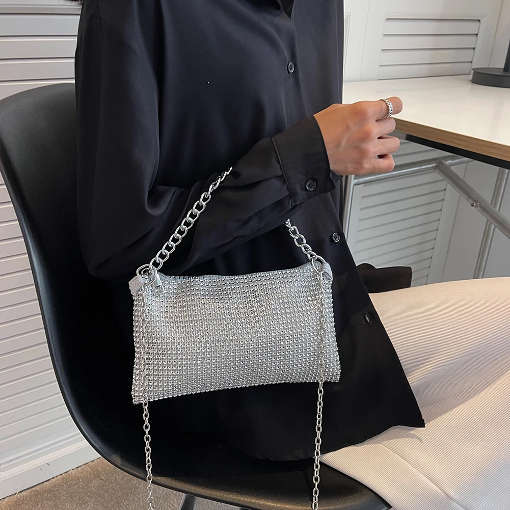 

Fashion Rhinestone Shoulder Messenger Bag Shiny Women's Bag 2022 Trend Ladies Chain Crossbody Bag Portable Handbag Shoulder Bags